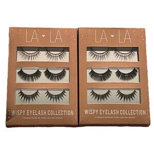 2 Boxes of LA LA Wispy Eyelash Collection - 3 Unique Pairs Long Lasting Lashes